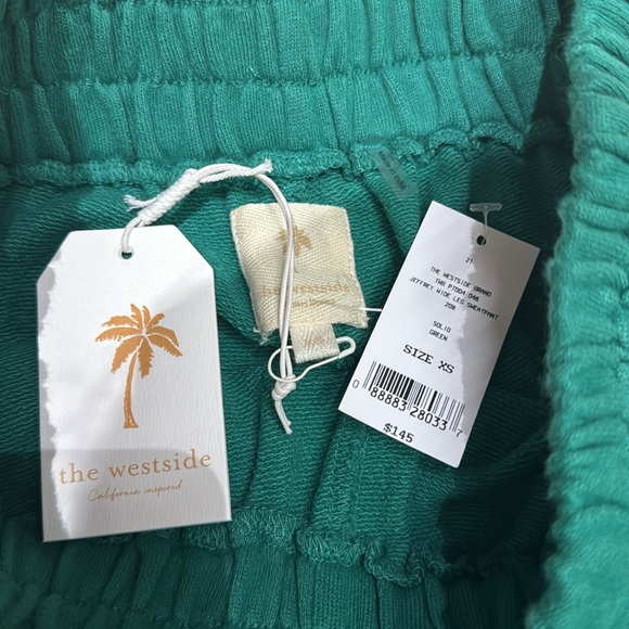 NWT The Westside Emerald Green Wide leg sweatpants - Picture 3 of 10